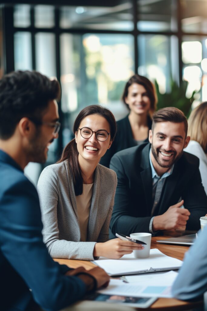 Home group of business people working together in office.